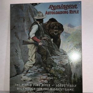 Remington re-loaded rifle metal sign
